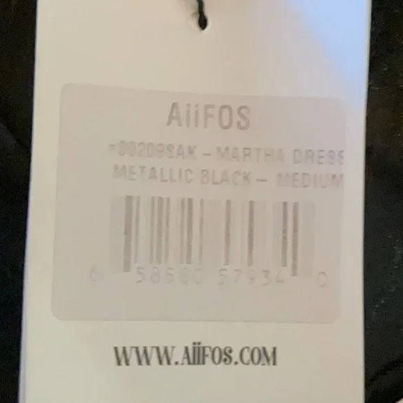 Aiifos Martha Satin Asymmetrical Midi Dress M black metallic - Picture 9 of 11